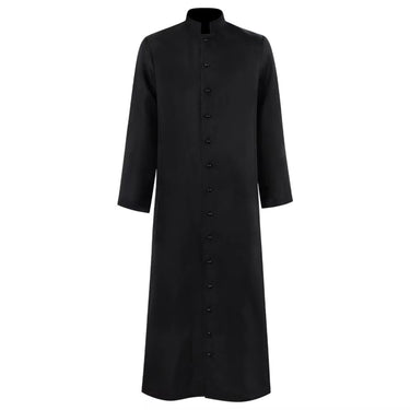 Halloween Costume Priest Cassock Robe With Button Front For Clergy Outfit - Image 4