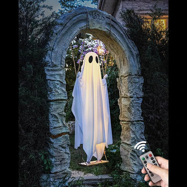 Halloween Decoration Hanging Ghost With Integrated LED String Lights Swing Decor For Indoor And Outdoor Use - Image 4