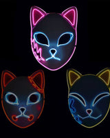 Halloween Fox Mask Japanese Demon Design LED Light Up Cosplay Party Costume - Image 5
