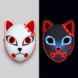 Halloween Fox Mask Japanese Demon Design LED Light Up Cosplay Party Costume - Image 1