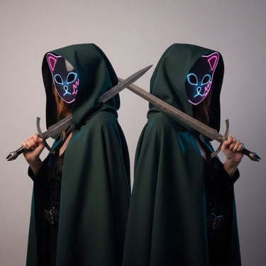 Halloween Fox Mask Japanese Demon Design LED Light Up Cosplay Party Costume - Image 11