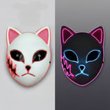 Halloween Fox Mask Japanese Demon Design LED Light Up Cosplay Party Costume - Image 2