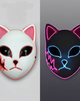 Halloween Fox Mask Japanese Demon Design LED Light Up Cosplay Party Costume - Image 2