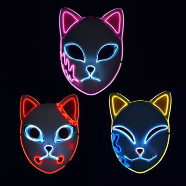 Halloween Fox Mask Japanese Demon Design LED Light Up Cosplay Party Costume - Image 4