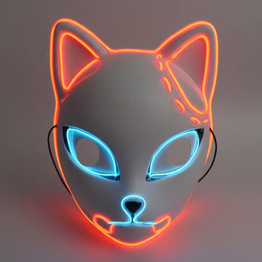 Halloween Fox Mask Japanese Demon Design LED Light Up Cosplay Party Costume - Image 9