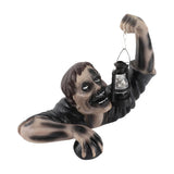 Halloween Garden Decoration Zombie Statue With LED Lantern For Outdoor Warm Illumination - Image 4