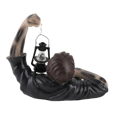 Halloween Garden Decoration Zombie Statue With LED Lantern For Outdoor Warm Illumination - Image 5