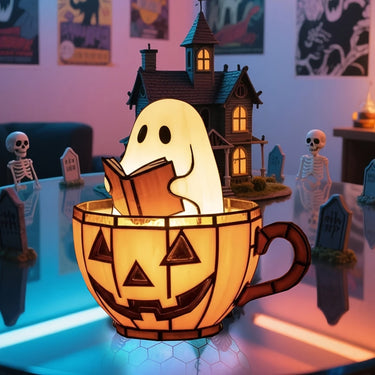 Halloween Ghost Figurine Reading Book With Integrated Internal Lighting Lighted Indoor Tabletop Decoration Decor - Image 5