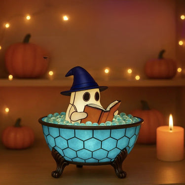 Halloween Ghost Figurine Reading Book With Integrated Internal Lighting Lighted Indoor Tabletop Decoration Decor - Image 3
