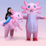 Halloween Inflatable Costume Axolotl With Battery-Operated Fan And Clear Face Window - Image 1