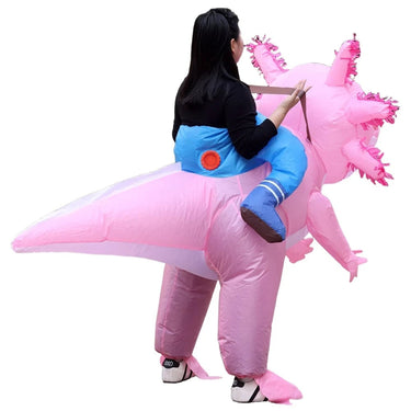 Halloween Inflatable Costume Axolotl With Battery-Operated Fan And Clear Face Window - Image 8