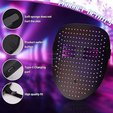 Halloween Mask Kids' Red Light LED With Therapy And Gesture Control For Party Costume And At Home Use - Image 2