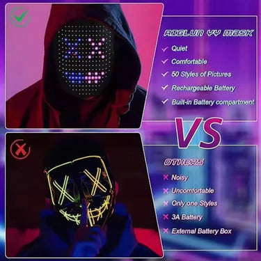 Halloween Mask Kids' Red Light LED With Therapy And Gesture Control For Party Costume And At Home Use - Image 3