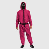 Halloween Party Costume Pink Jumpsuit With Hood And Belt For Complete Outfit In One Vibrant Hooded With Practical Chest And Side Pockets - Image 2