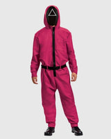 Halloween Party Costume Pink Jumpsuit With Hood And Belt For Complete Outfit In One Vibrant Hooded With Practical Chest And Side Pockets - Image 2