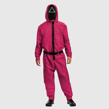 Halloween Party Costume Pink Jumpsuit With Hood And Belt For Complete Outfit In One Vibrant Hooded With Practical Chest And Side Pockets - Image 2