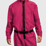 Halloween Party Costume Pink Jumpsuit With Hood And Belt For Complete Outfit In One Vibrant Hooded With Practical Chest And Side Pockets - Image 7