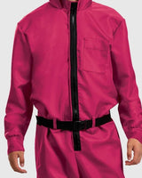 Halloween Party Costume Pink Jumpsuit With Hood And Belt For Complete Outfit In One Vibrant Hooded With Practical Chest And Side Pockets - Image 7