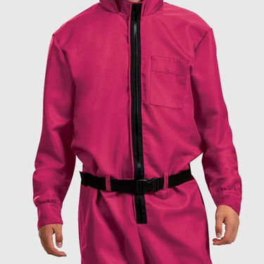 Halloween Party Costume Pink Jumpsuit With Hood And Belt For Complete Outfit In One Vibrant Hooded With Practical Chest And Side Pockets - Image 7