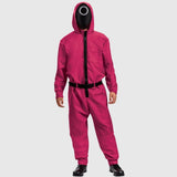 Halloween Party Costume Pink Jumpsuit With Hood And Belt For Complete Outfit In One Vibrant Hooded With Practical Chest And Side Pockets - Image 3