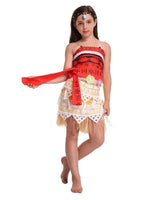 Halloween Princess Costume With Tropical Print Top Grass Skirt And Pendant - Image 4