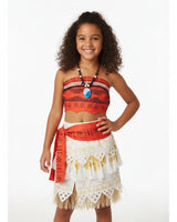Halloween Princess Costume With Tropical Print Top Grass Skirt And Pendant - Image 6