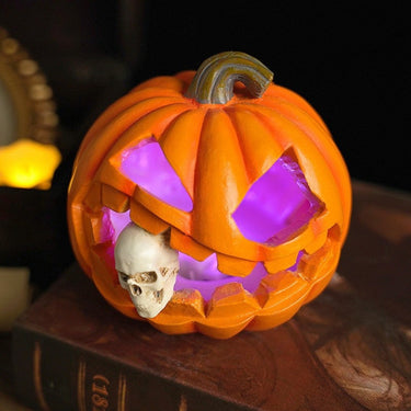 Halloween Pumpkin Decoration With Realistic Skull Jack O'lantern Decor Durable Construction And No Electricity Required. - Image 3