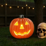 Halloween Pumpkin Lantern With LED Light In Orange Plastic And Battery Operated For Cordless Decoration - Image 2