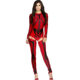 Halloween Skeleton Costume Outfit With Bodysuit And Thigh-High Leggings For Party - Image 1