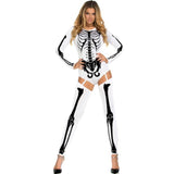 Halloween Skeleton Costume Outfit With Bodysuit And Thigh-High Leggings For Party - Image 3