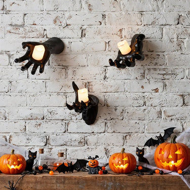Halloween Wall Decoration Reaching Hand With Warm LED Candle Mounted Decor - Image 3
