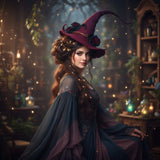 Halloween Witch Hat In Felted Wool With Spiderweb Embroidery And Handmade Durable Construction - Image 2