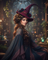 Halloween Witch Hat In Felted Wool With Spiderweb Embroidery And Handmade Durable Construction - Image 2