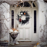Halloween Wreath Gothic Skeleton Pumpkin Door Decor Wall Hanging Ready - Image 6
