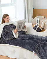 Heated Wearable Blanket Hooded Fleece Foot Pocket - Image 3