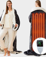 Heated Wearable Blanket Hooded Fleece Foot Pocket - Image 4