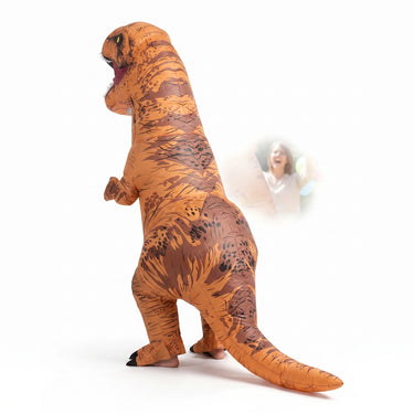 Inflatable Dinosaur Costume For Halloween Blow Up T-Rex Outfit With Built-In Fan Instant Inflation Comfortable Full-Body Design - angle