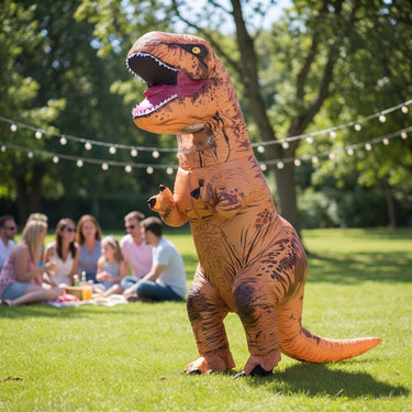 Inflatable Dinosaur Costume For Halloween Blow Up T-Rex Outfit With Built-In Fan Instant Inflation Comfortable Full-Body Design - hero