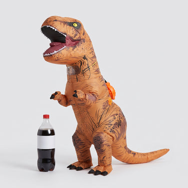 Inflatable Dinosaur Costume For Halloween Blow Up T-Rex Outfit With Built-In Fan Instant Inflation Comfortable Full-Body Design - scale