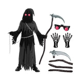 Kids Halloween Costume Grim Reaper Hooded Robe Set With Glowing Eyes And Complete Accessory Kit - Image 4