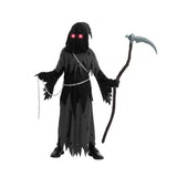 Kids Halloween Costume Grim Reaper Hooded Robe Set With Glowing Eyes And Complete Accessory Kit - Image 6