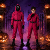 Kids Halloween Costume Kids' Hooded Jumpsuit With Mesh Mask And Gloves Trick-Or-Treat - Image 1