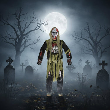 Kids' Halloween Skeleton Costume Zombie With Skull Mask And Gloves Authentically Spooky Design - Image 2
