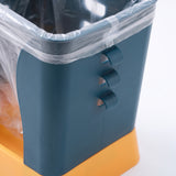 Kitchen Trash Holder With Wall-Mounted Design For Under-Cabinet Use Blue And Orange Plastic Bin With Adjustable Fit - detail
