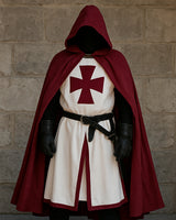 Knights Templar Crusader Cosplay Costume Authentic Tunic & Cape Set Halloween Costume For Adults - Image 1