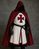 Knights Templar Crusader Cosplay Costume Authentic Tunic & Cape Set Halloween Costume For Adults - Image 3