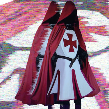 Knights Templar Crusader Cosplay Costume Authentic Tunic & Cape Set Halloween Costume For Adults - Image 23