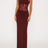 Lace Panel Bodycon Maxi Dress with Adjustable Straps