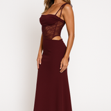 Lace Panel Bodycon Maxi Dress with Adjustable Straps