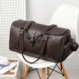 Leather Duffel Bag with Secure Weekender Design and Lace-Up Closure - Image 2